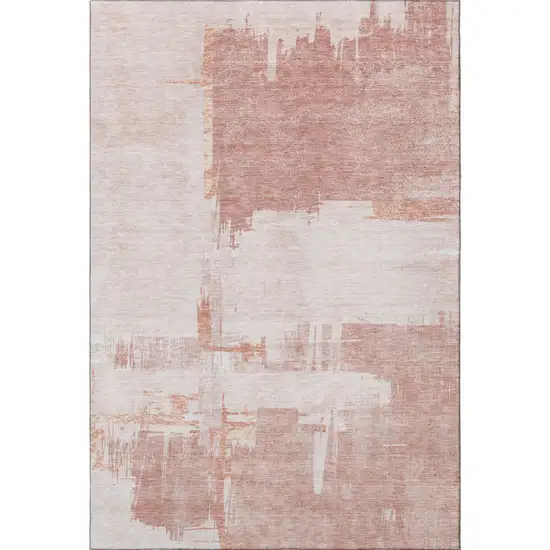 Blush And Ivory Abstract Washable Area Rug With UV Protection Photo 3