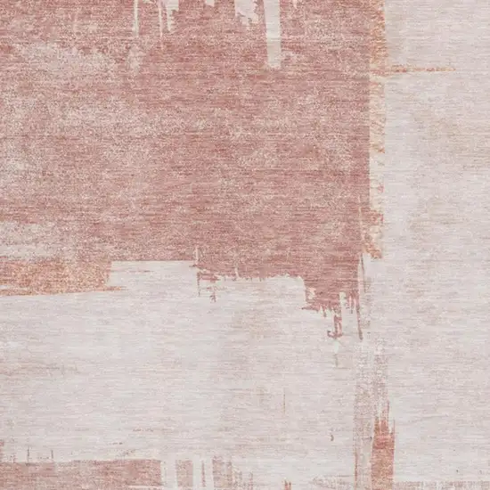Blush And Ivory Abstract Washable Area Rug With UV Protection Photo 8