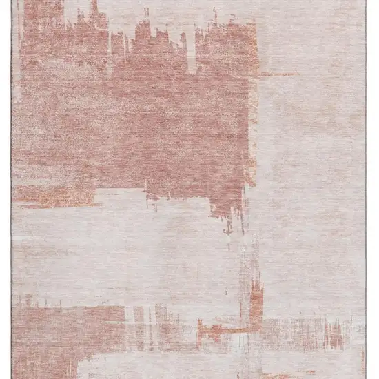 Blush And Ivory Abstract Washable Area Rug With UV Protection Photo 8