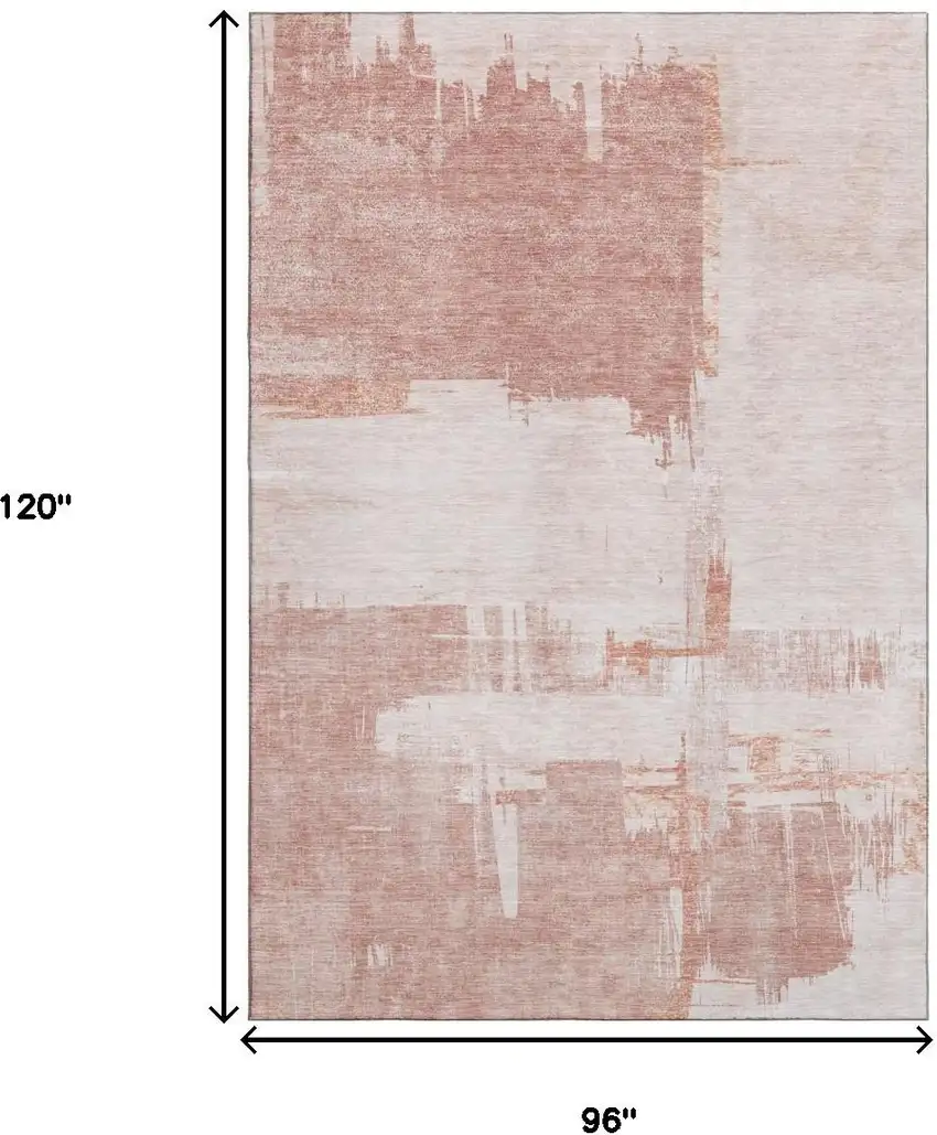 Blush And Ivory Abstract Washable Area Rug With UV Protection Photo 7