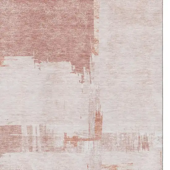 Blush And Ivory Abstract Washable Area Rug With UV Protection Photo 4