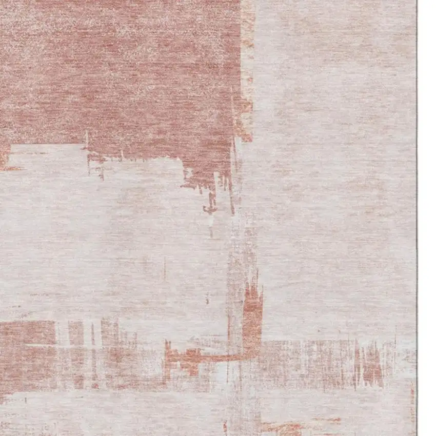 Blush And Ivory Abstract Washable Area Rug With UV Protection Photo 4
