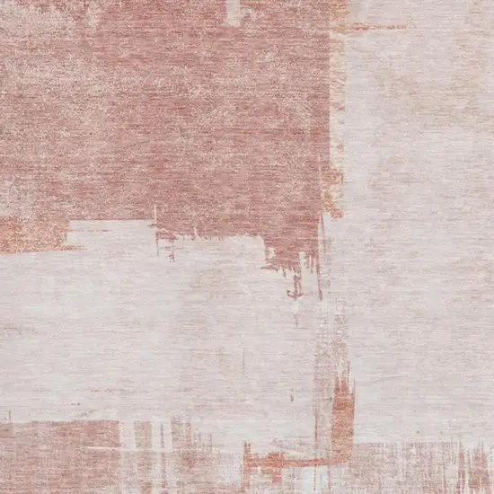 Blush And Ivory Abstract Washable Area Rug With UV Protection Photo 9