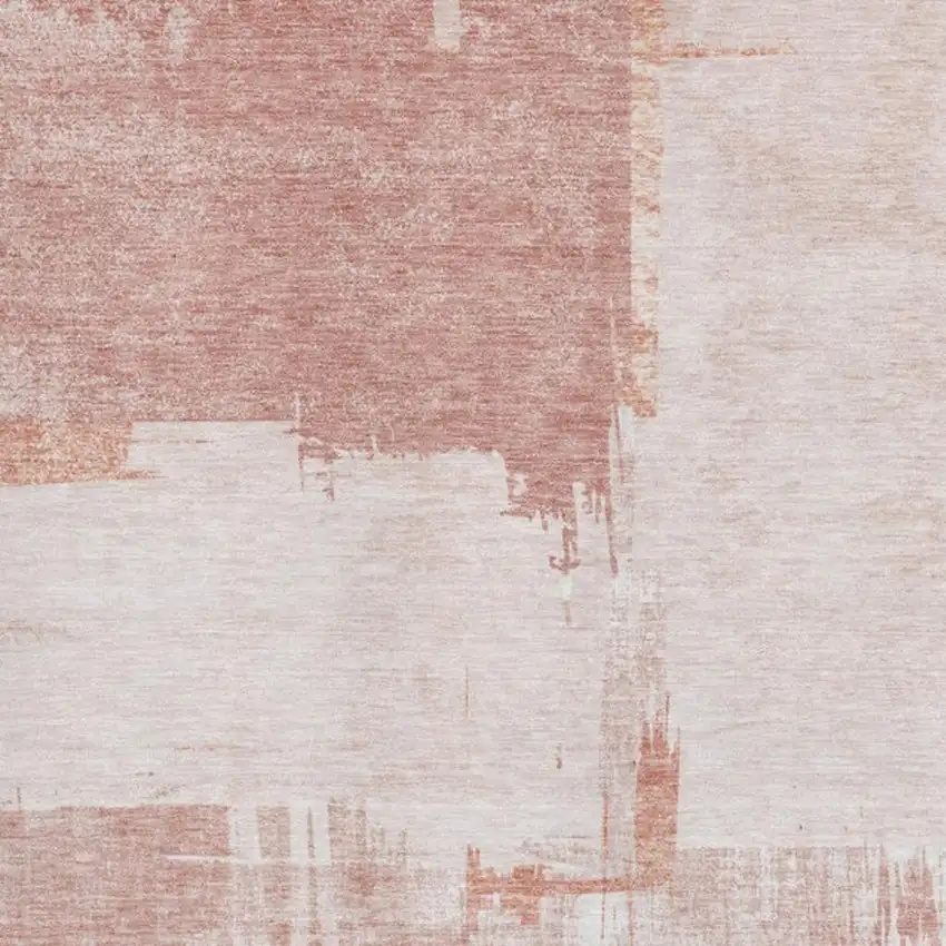 Blush And Ivory Abstract Washable Area Rug With UV Protection Photo 9