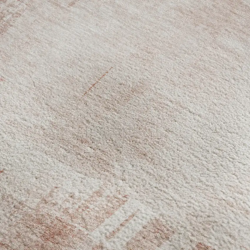 Blush And Ivory Abstract Washable Area Rug With UV Protection Photo 8