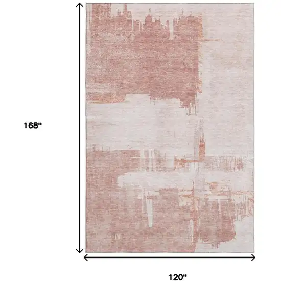 Blush And Ivory Abstract Washable Area Rug With UV Protection Photo 3