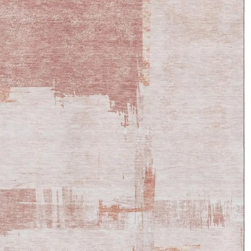 Blush And Ivory Abstract Washable Area Rug With UV Protection Photo 3
