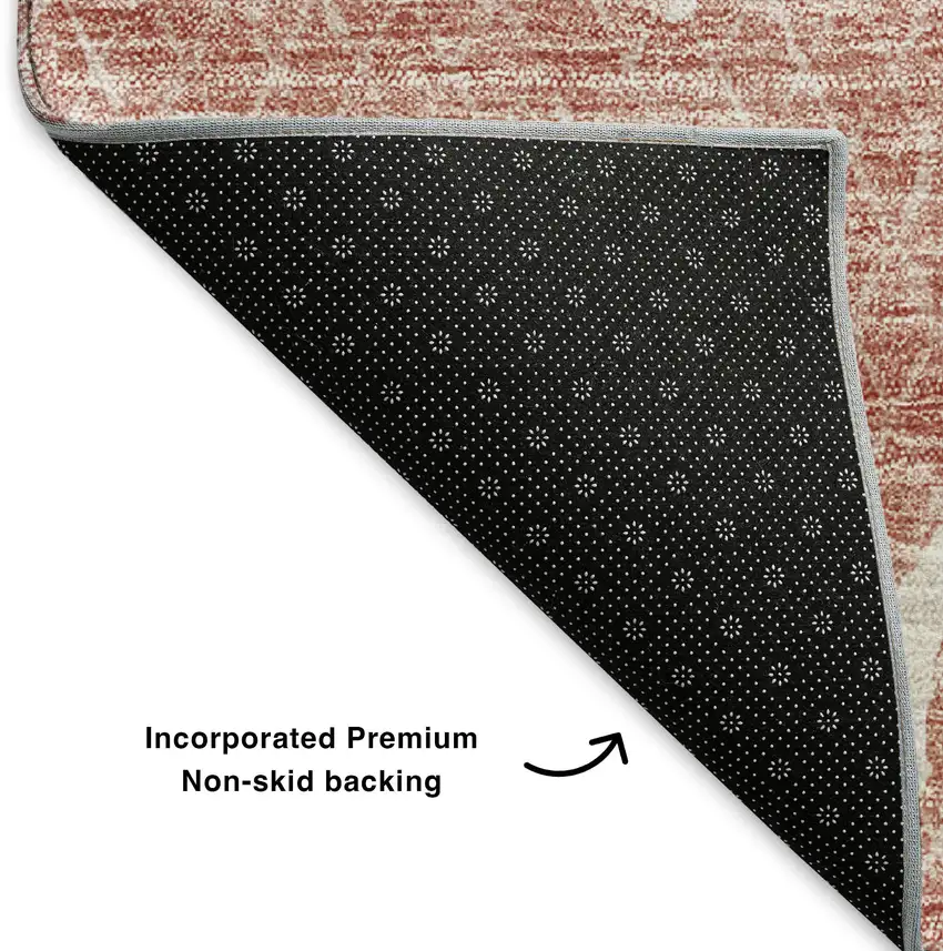 Blush And Ivory Abstract Washable Area Rug With UV Protection Photo 8