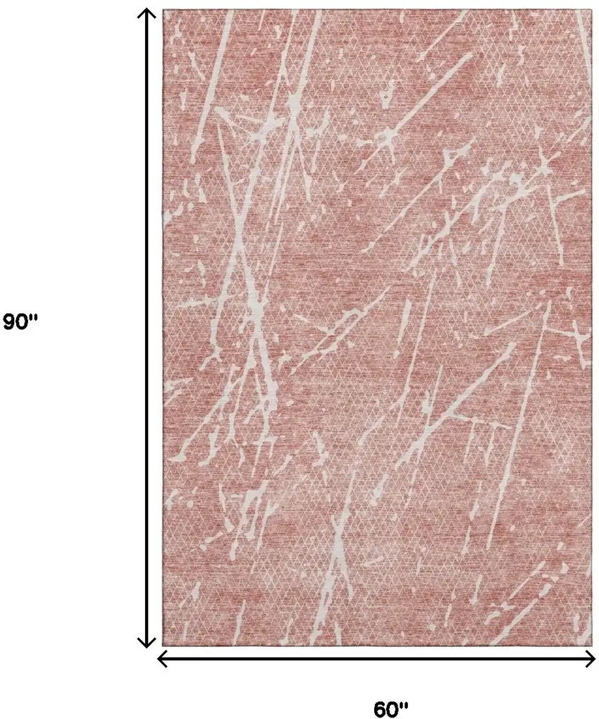 Blush And Ivory Abstract Washable Area Rug With UV Protection Photo 6