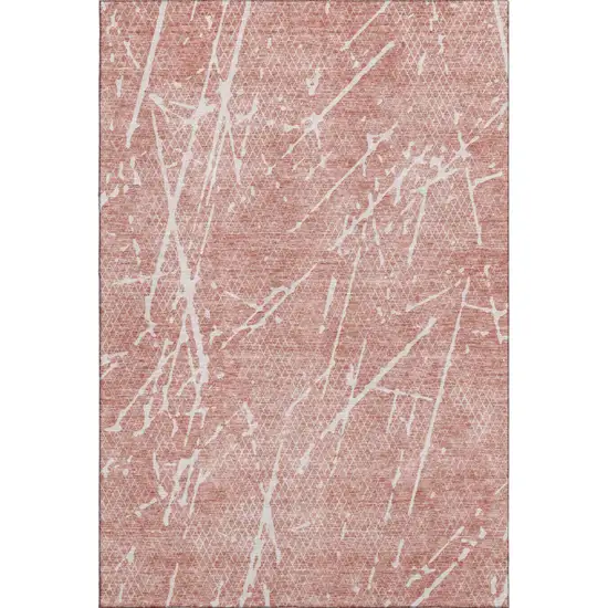 Blush And Ivory Abstract Washable Area Rug With UV Protection Photo 1