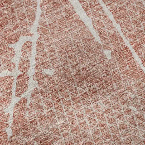 Blush And Ivory Abstract Washable Area Rug With UV Protection Photo 9