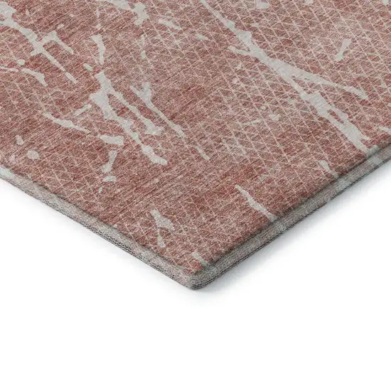 Blush And Ivory Abstract Washable Area Rug With UV Protection Photo 7