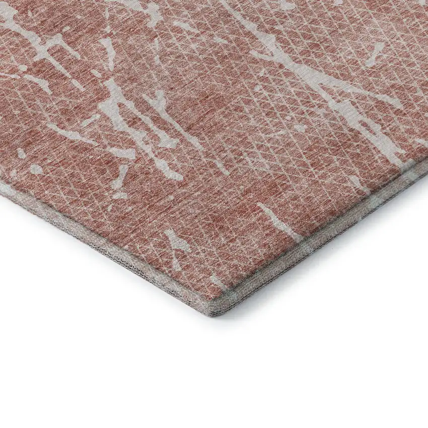 Blush And Ivory Abstract Washable Area Rug With UV Protection Photo 7