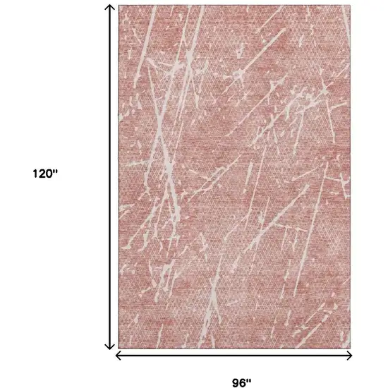 Blush And Ivory Abstract Washable Area Rug With UV Protection Photo 5