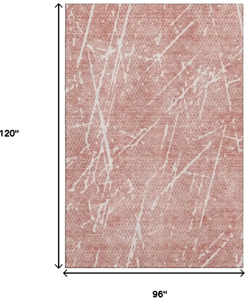Blush And Ivory Abstract Washable Area Rug With UV Protection Photo 5