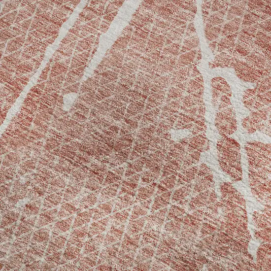 Blush And Ivory Abstract Washable Area Rug With UV Protection Photo 6