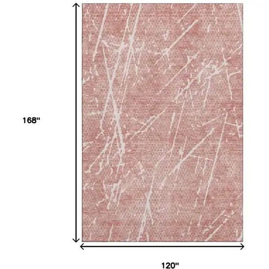 Blush And Ivory Abstract Washable Area Rug With UV Protection Photo 5