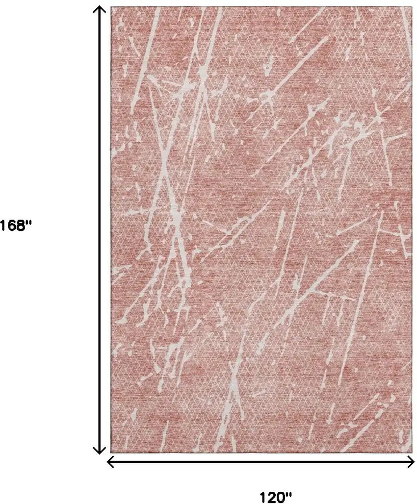Blush And Ivory Abstract Washable Area Rug With UV Protection Photo 5