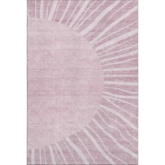 Blush And Ivory Abstract Washable Area Rug With UV Protection Photo 1