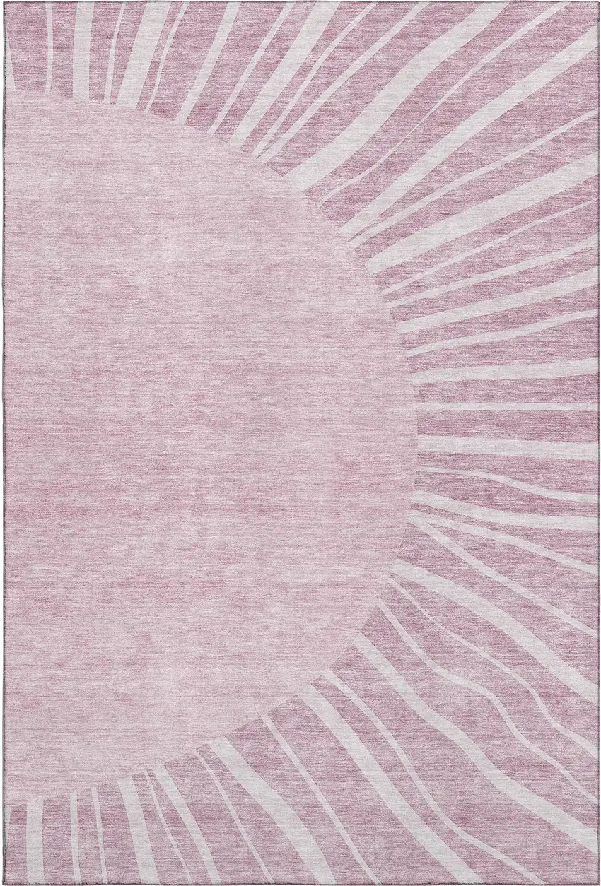 Blush And Ivory Abstract Washable Area Rug With UV Protection Photo 1