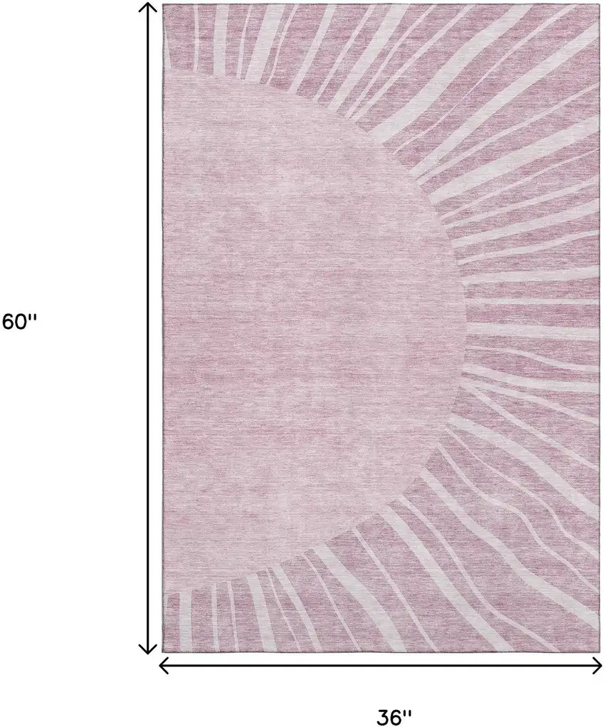 Blush And Ivory Abstract Washable Area Rug With UV Protection Photo 3