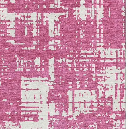 Blush And Ivory Abstract Washable Area Rug With UV Protection Photo 4