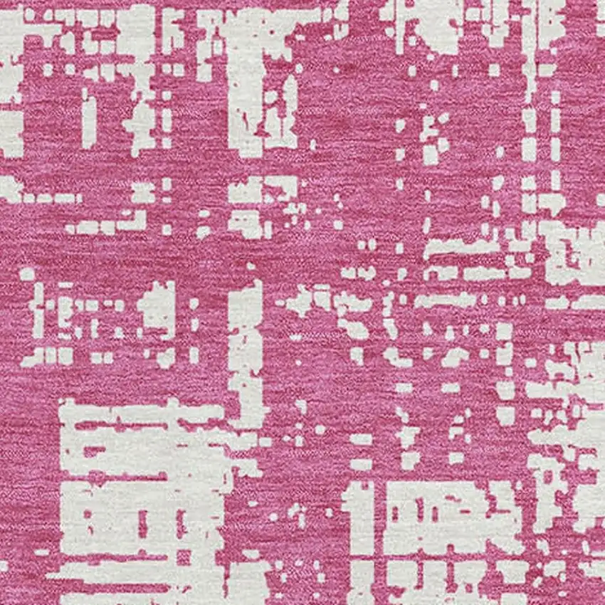 Blush And Ivory Abstract Washable Area Rug With UV Protection Photo 3