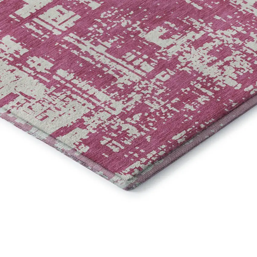 Blush And Ivory Abstract Washable Area Rug With UV Protection Photo 8
