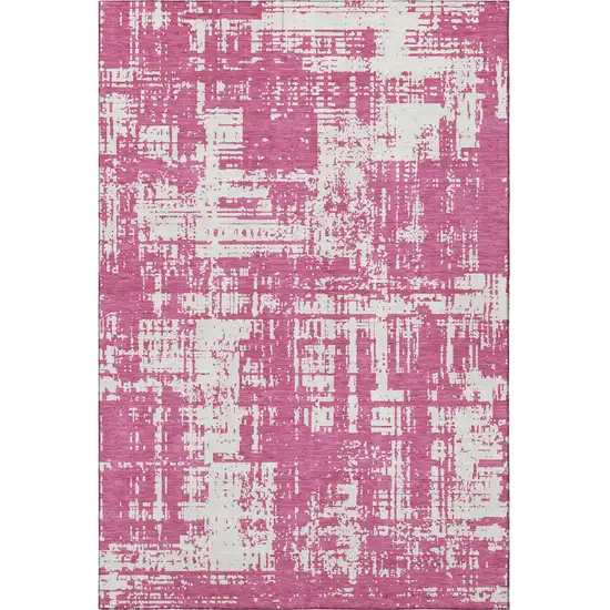 Blush And Ivory Abstract Washable Area Rug With UV Protection Photo 4