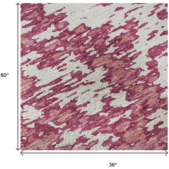 Blush And Ivory Abstract Washable Area Rug With UV Protection Photo 9