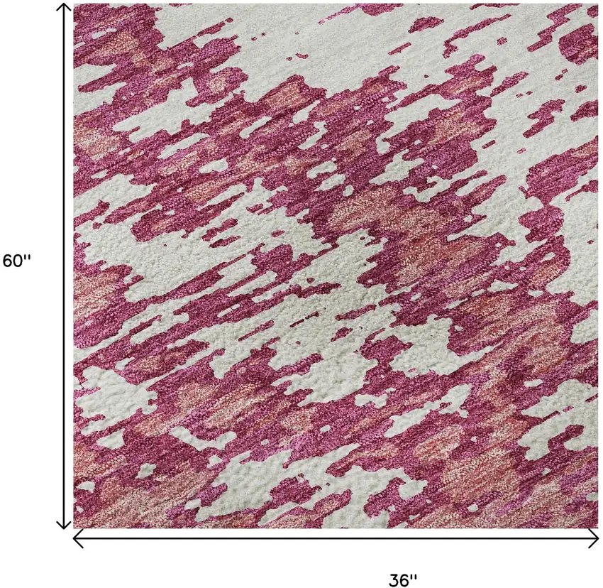 Blush And Ivory Abstract Washable Area Rug With UV Protection Photo 9