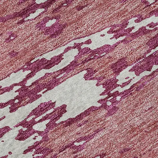 Blush And Ivory Abstract Washable Area Rug With UV Protection Photo 7