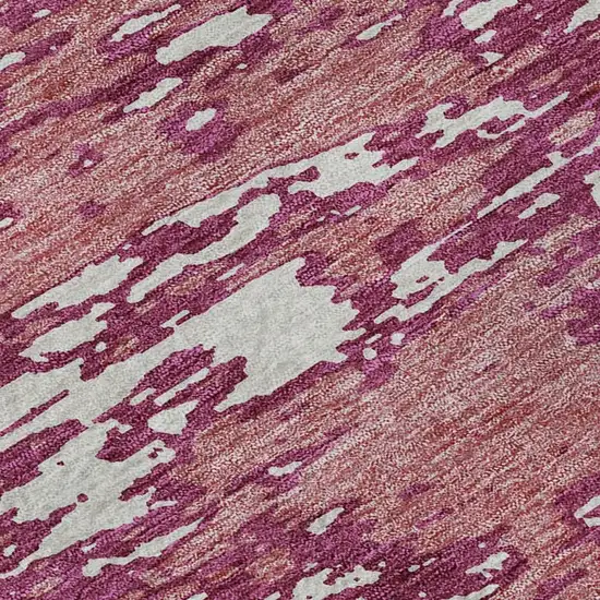 Blush And Ivory Abstract Washable Area Rug With UV Protection Photo 8