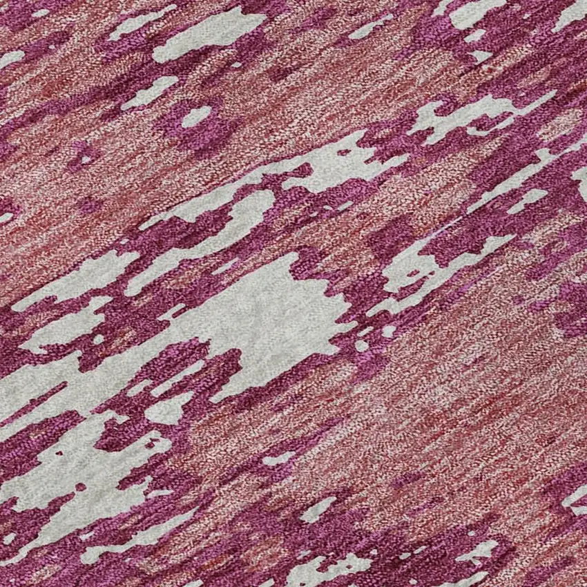 Blush And Ivory Abstract Washable Area Rug With UV Protection Photo 8