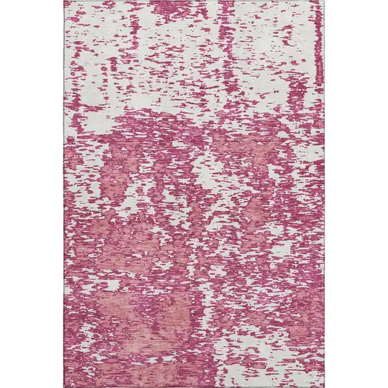Blush And Ivory Abstract Washable Area Rug With UV Protection Photo 4