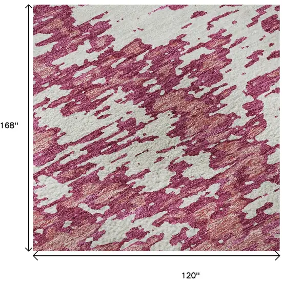 Blush And Ivory Abstract Washable Area Rug With UV Protection Photo 9