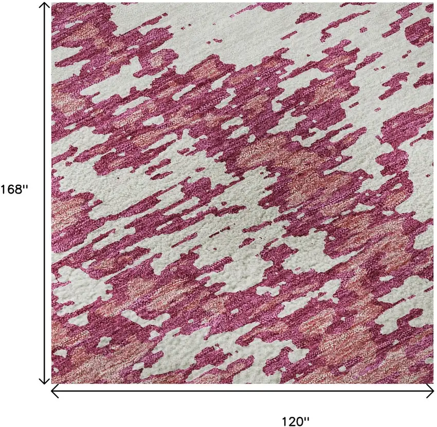 Blush And Ivory Abstract Washable Area Rug With UV Protection Photo 9