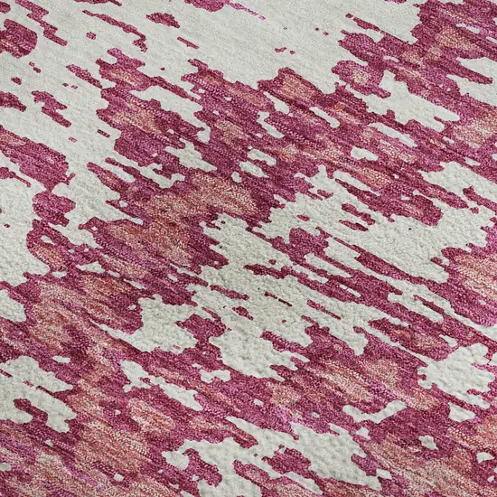 Blush And Ivory Abstract Washable Area Rug With UV Protection Photo 2