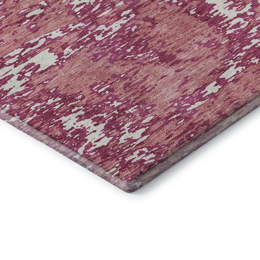 Blush And Ivory Abstract Washable Area Rug With UV Protection Photo 7