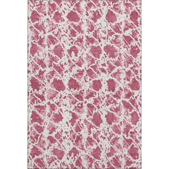 Blush And Ivory Abstract Washable Area Rug With UV Protection Photo 1