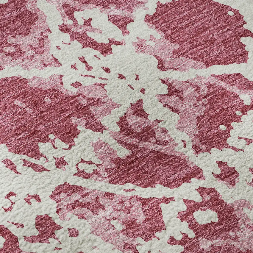 Blush And Ivory Abstract Washable Area Rug With UV Protection Photo 9