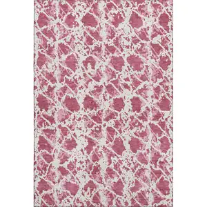 Photo of Blush And Ivory Abstract Washable Area Rug With UV Protection