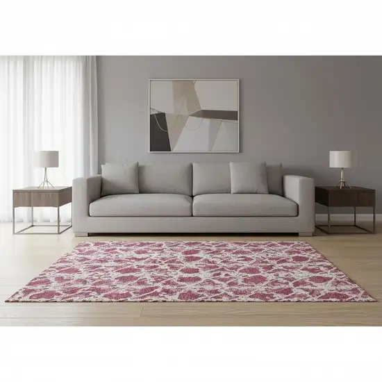 Blush And Ivory Abstract Washable Area Rug With UV Protection Photo 2