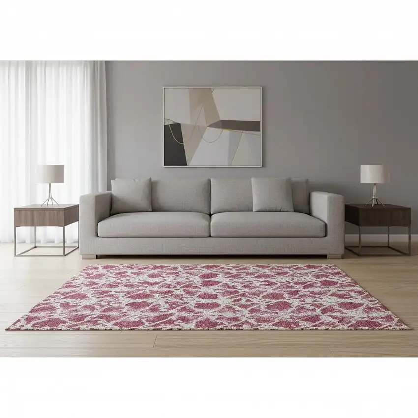 Blush And Ivory Abstract Washable Area Rug With UV Protection Photo 2