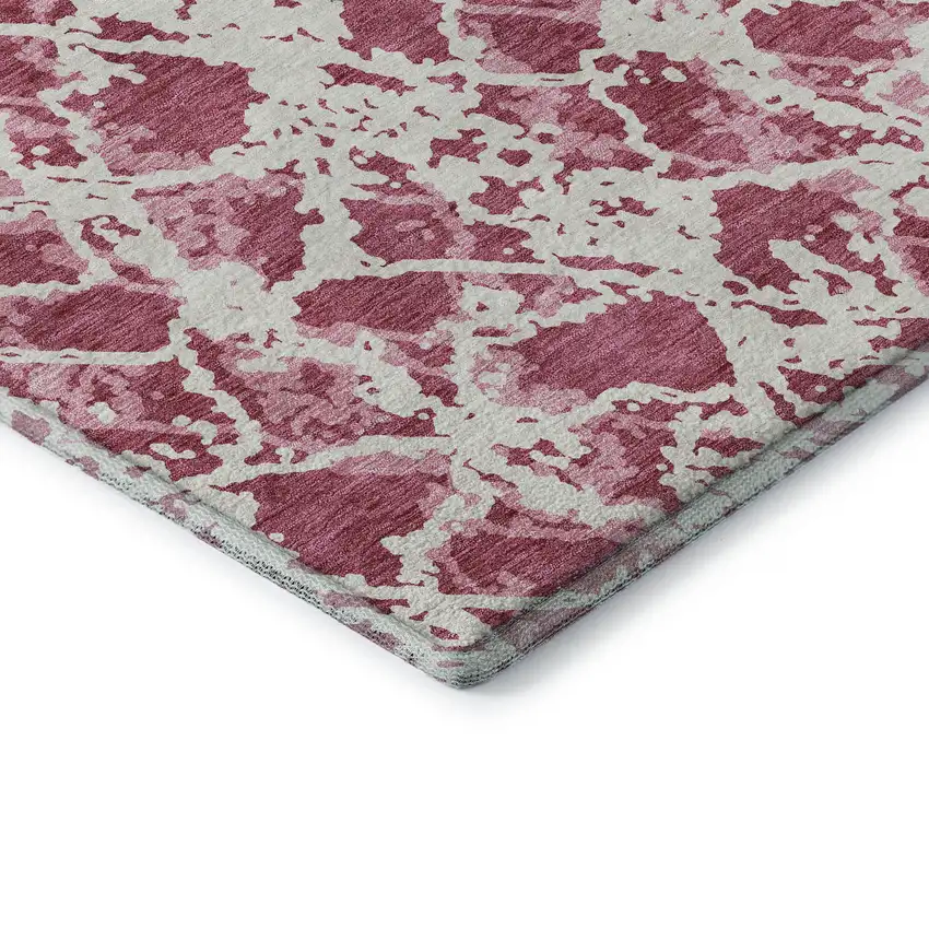 Blush And Ivory Abstract Washable Area Rug With UV Protection Photo 7
