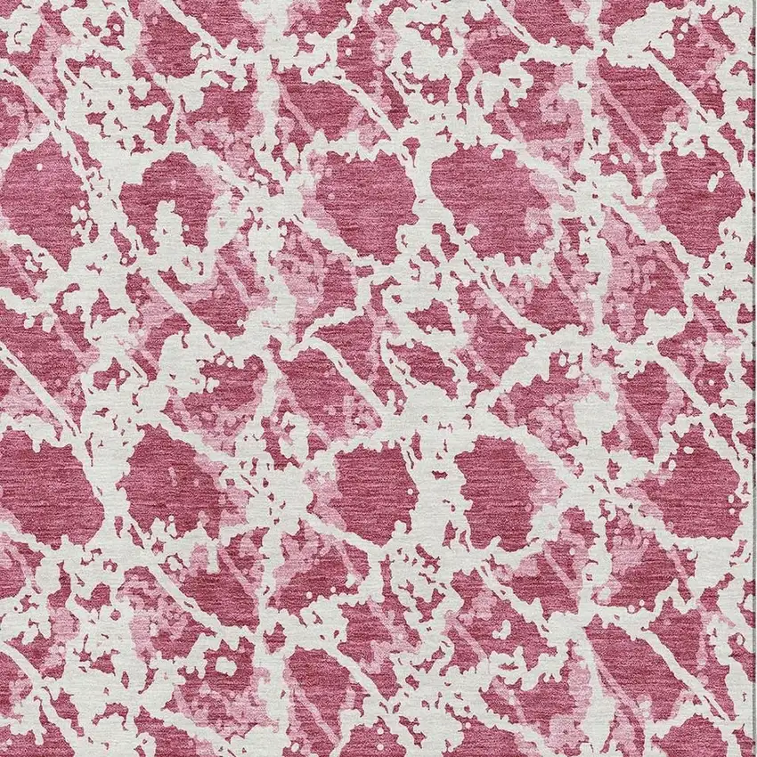 Blush And Ivory Abstract Washable Area Rug With UV Protection Photo 2