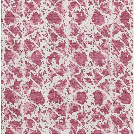 Blush And Ivory Abstract Washable Area Rug With UV Protection Photo 3
