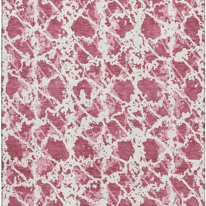 Blush And Ivory Abstract Washable Area Rug With UV Protection Photo 3