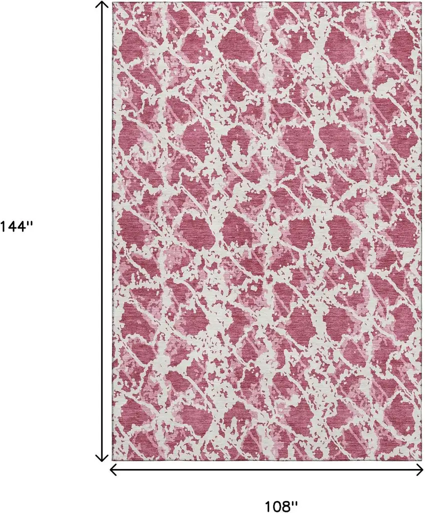 Blush And Ivory Abstract Washable Area Rug With UV Protection Photo 9