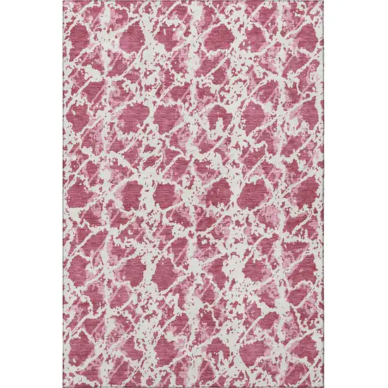 Blush And Ivory Abstract Washable Area Rug With UV Protection Photo 2